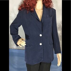 ⛲️Lauren Ralph Lauren Blue Pinstripe Blazer Sz 6⛲️